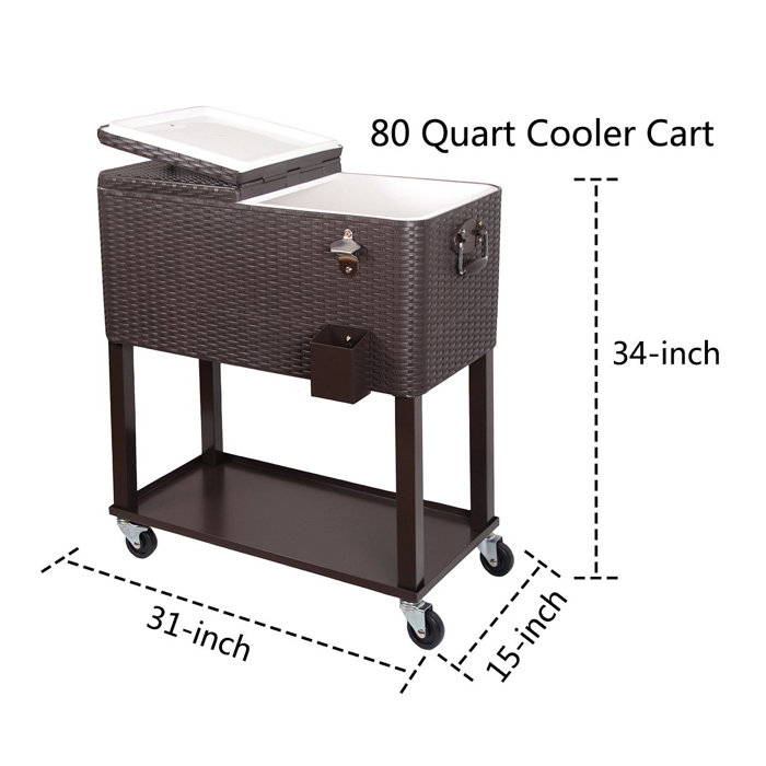 Rebuyhome 80 Qt. Patio Rolling Cooler & Reviews Wayfair